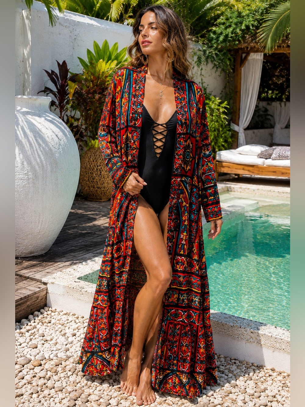 Ricka Gauba Multicolor Printed Robe / Swimsuit Cover-Up
